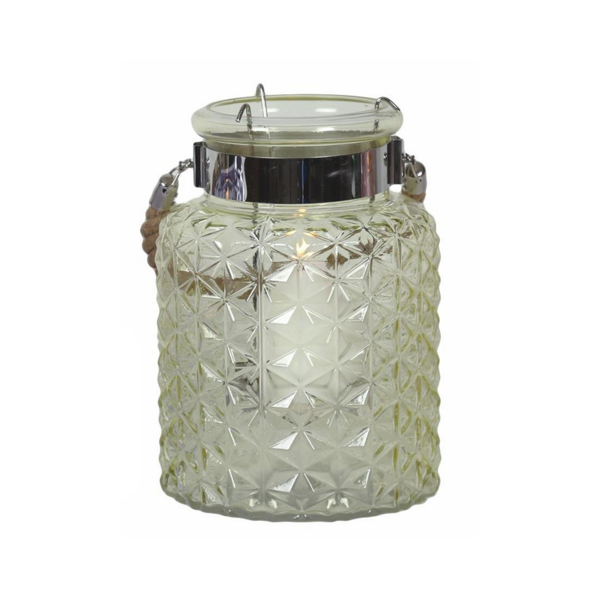 Glass Lantern Candle Holder - Green