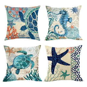 Marine Life Outdoor Waterproof Cushion Cover 45cm x 45cm (4 Pack)