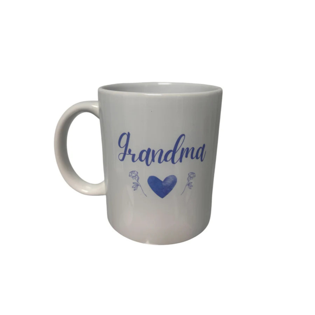 Personalised White Ceramic Mug (Heart & Flowers)