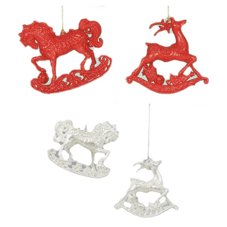 Christmas Tree Hanging Decorations - Rocking Horse & Deer Pack of 2