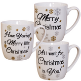 Festive Christmas White Gold Silver Ceramic Mug