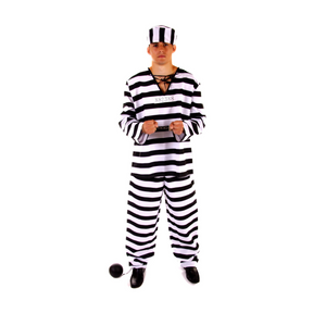 Convict Prisoner Fancy Dress Costume Size M-L