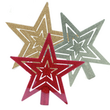 Christmas Tree Topper - Red Silver or Gold Glitter Star