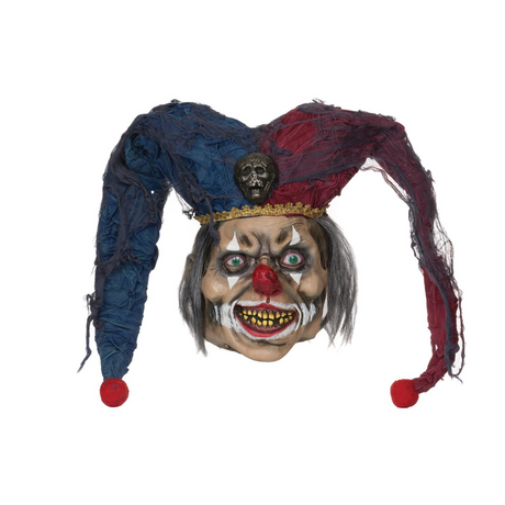 Deranged Jester Latex Overhead Halloween Fancy Dress Mask