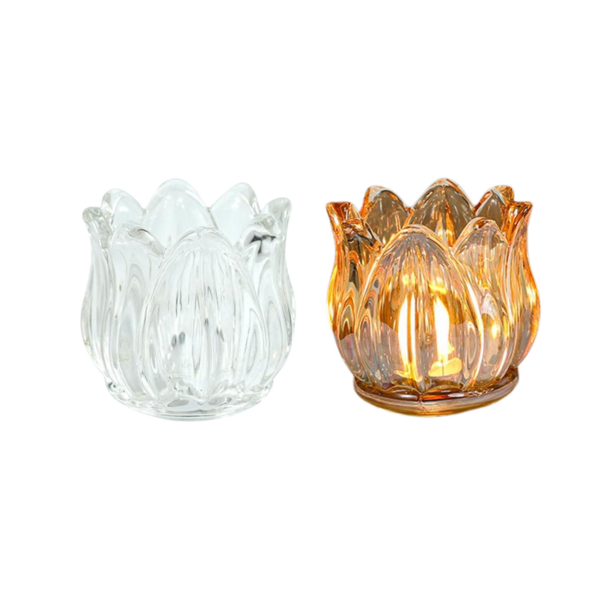 Glass Tulip Flower Candle Holders - Clear or Gold