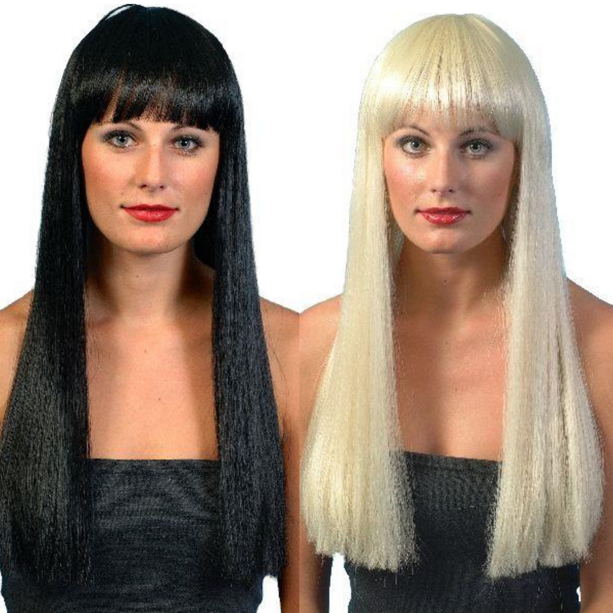 Long Straight Wig With Fringe Style - Blonde or Black