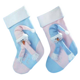 Baby`s 1st Christmas Stocking - Fabric Snowman Pink or Blue