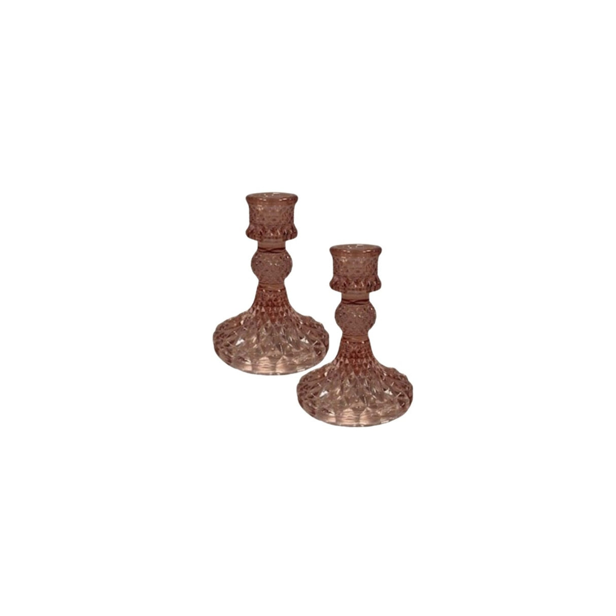 Satchville Glass Dinner Candle Holders - Rose Set of 2