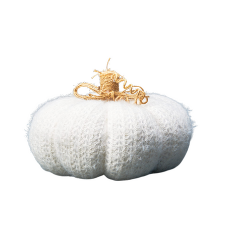 White Knitted Pumpkin 23cm