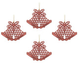 Christmas Tree Hanging Decorations Pack of 4 Gold Red or White Glitter Bells