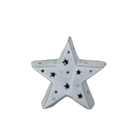 White Ceramic Star Ornaments 