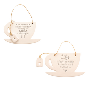 Love Life Teacup Hanging Plaque