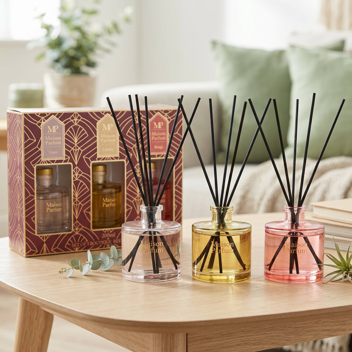 Maison Parfum Reed Diffuser Gift Set - Coco, Liberty, Rouge