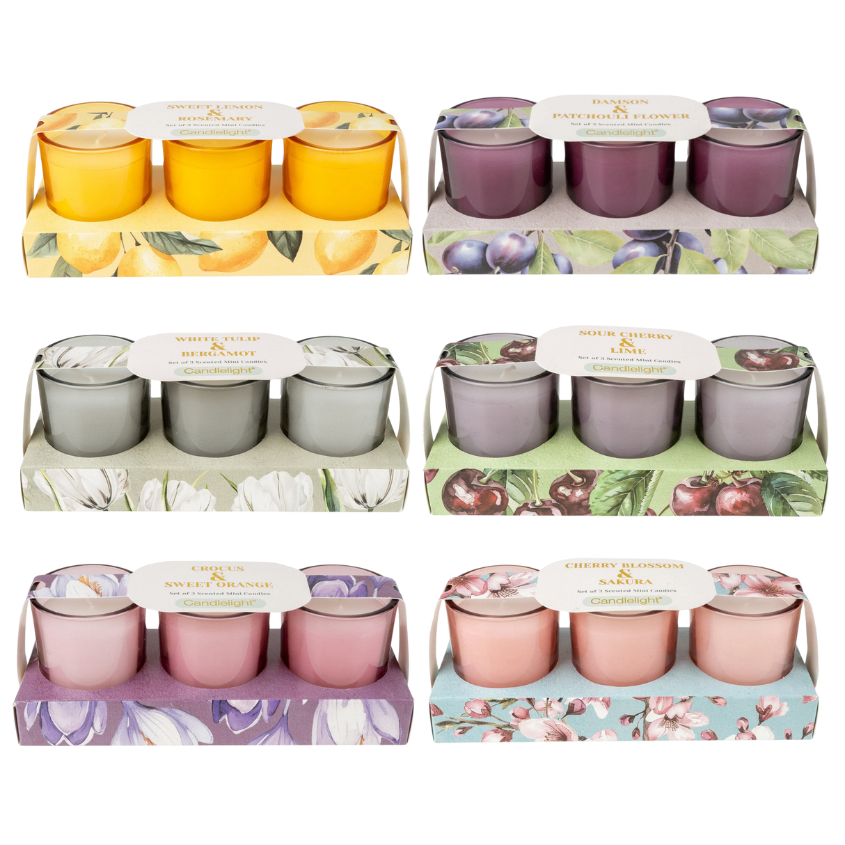 Candlelight Spring Summer Collection Set of 3 Votive Candles - Various Fragrances