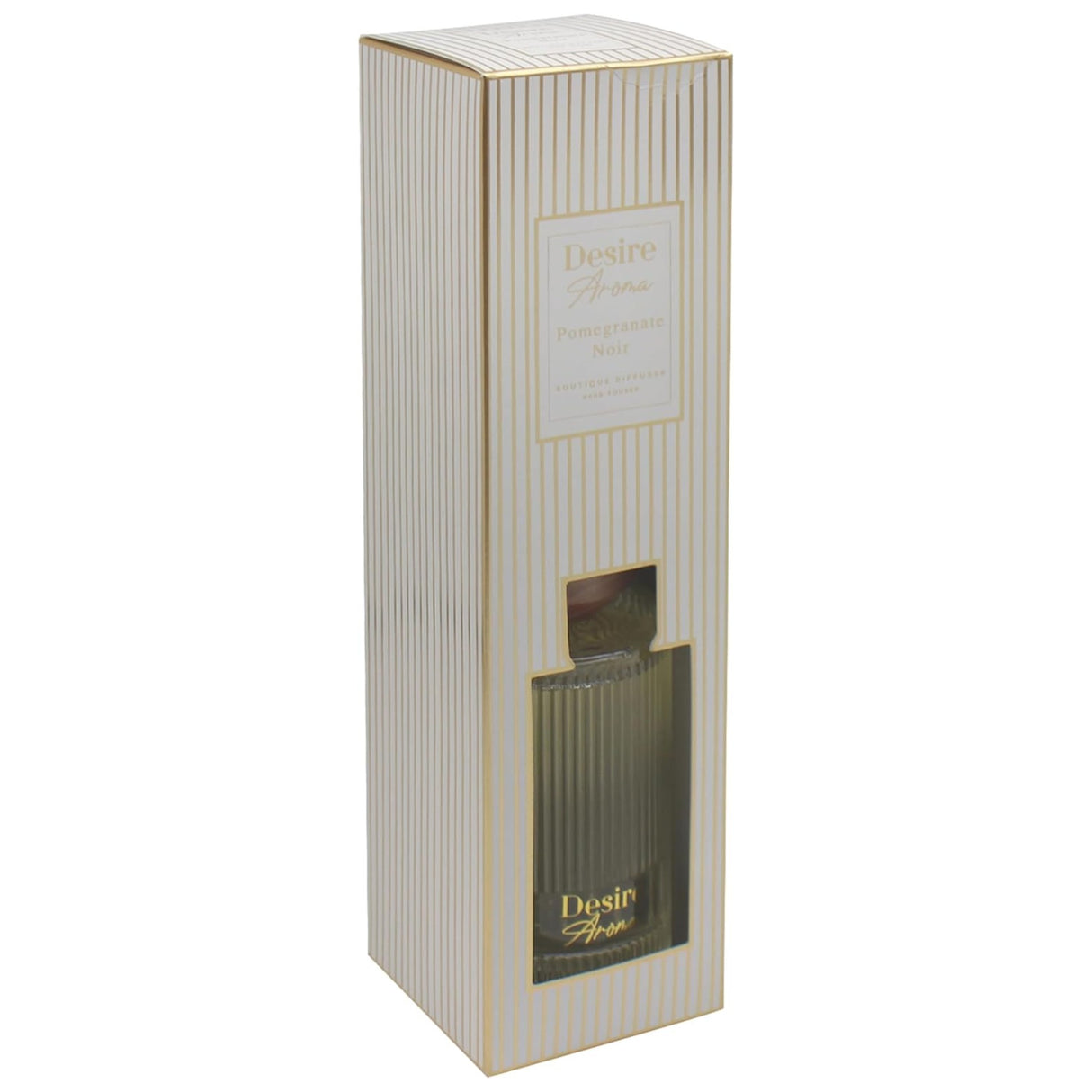 Desire Aroma Clear Ribbed Glass Reed Diffuser 500ml - Pomegranate Noir