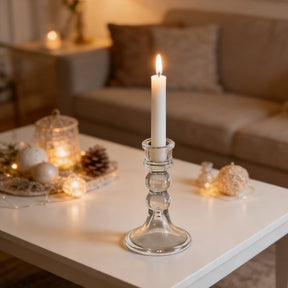 Glass Dinner Candle Holder Smooth Design - Various Sizes