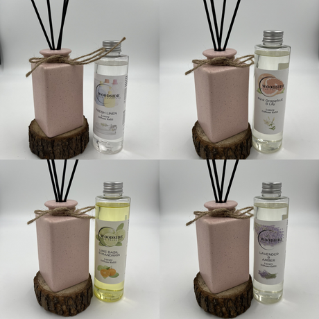 Woodside Pink Pastel Ceramic Reed Diffuser Vase with Woodside Luxury Refill