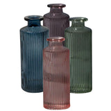 Satchville Ribbed Glass Bottle Vases 13cm - Various Colours