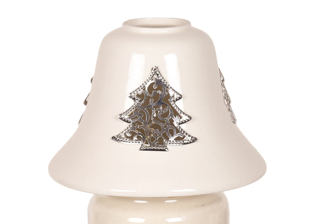 Aroma Jar Candle Lamp Shade Ceramic with Metallic Festive Designs - Various