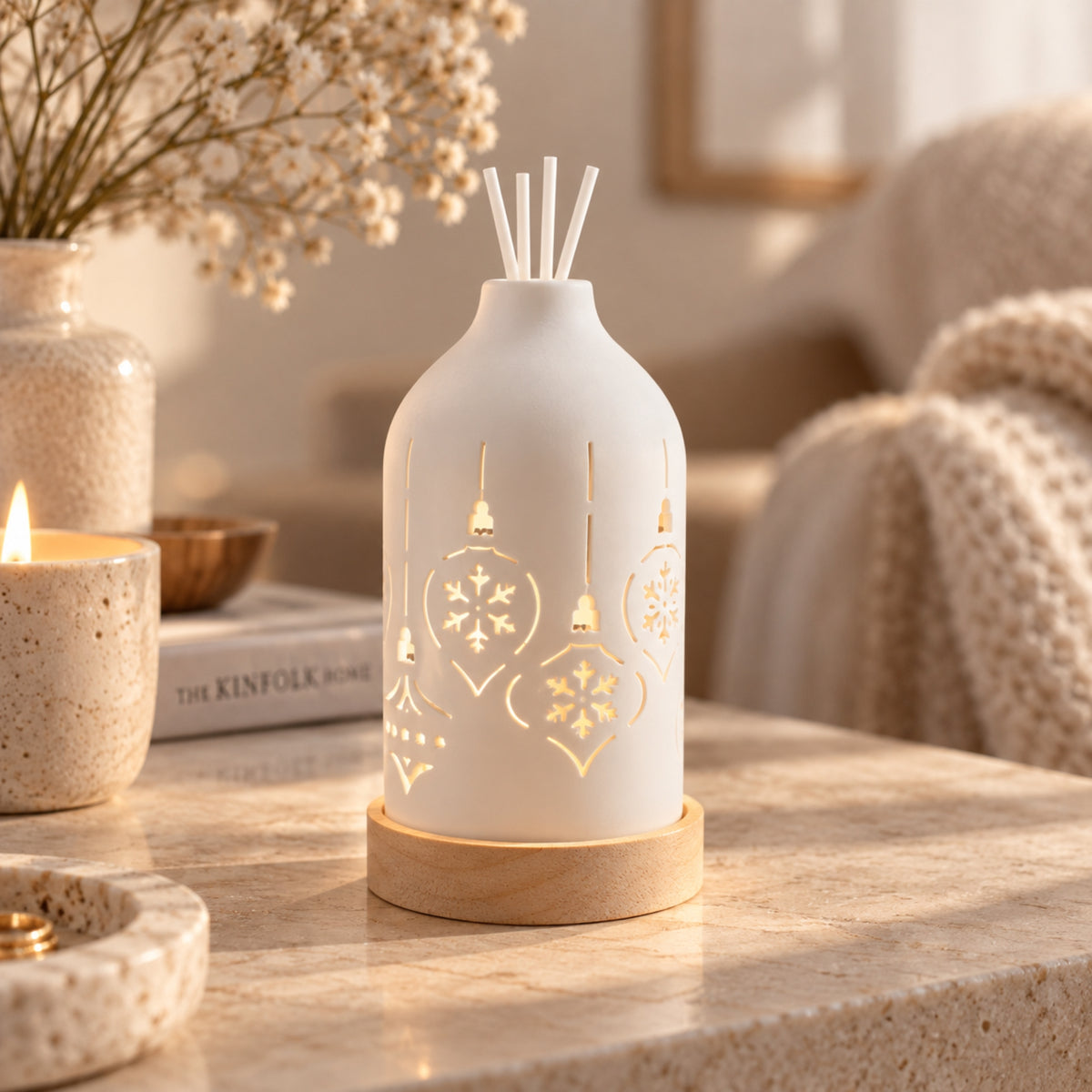 Woodside Home Living Christmas LED Ceramic Diffuser - Baubles