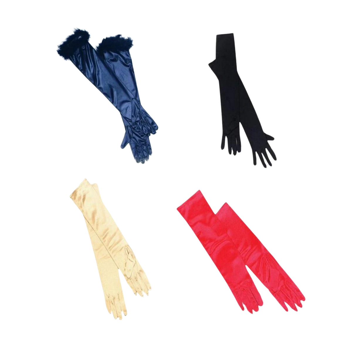 Burlesque Satin Opera Gloves Fancy Dress Accessory - Various Colours