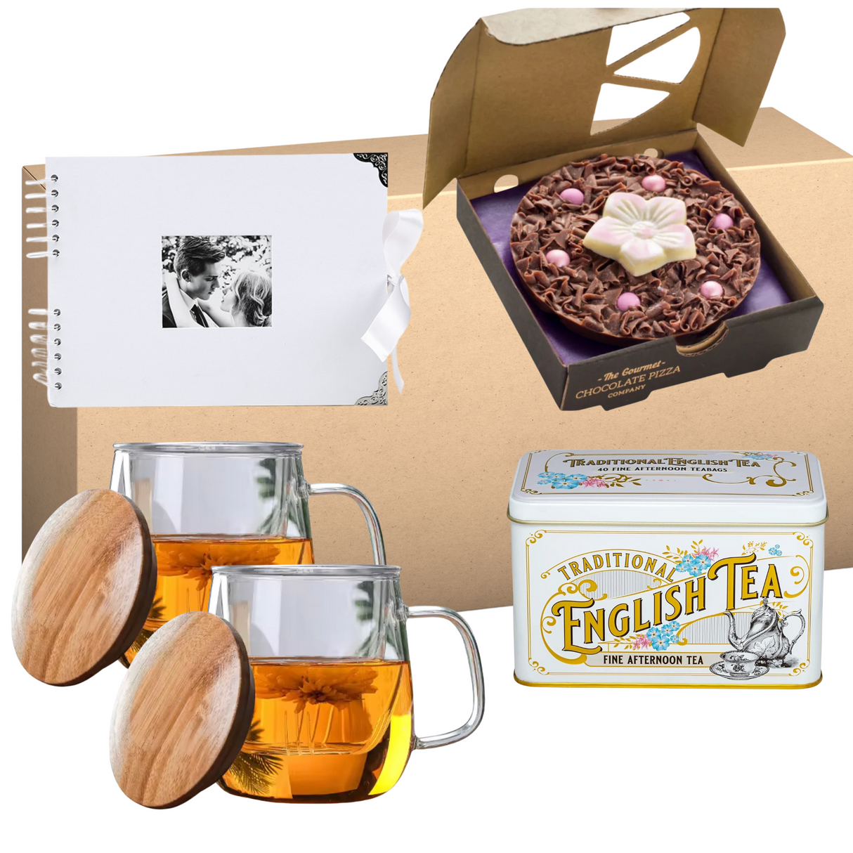 Couple Gift Engagement Wedding Anniversary - Mug & Tea White Gift Treat Box