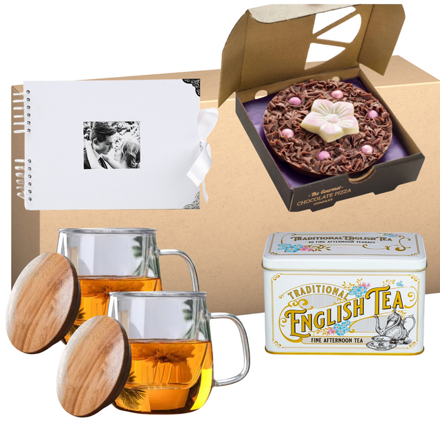 Couple Gift Engagement Wedding Anniversary - Mug & Tea White Gift Treat Box