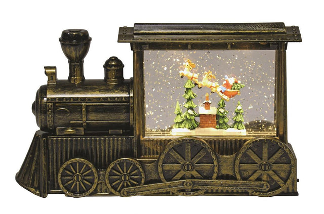 Christmas Decoration - LED Train Water Spinner with Santa on Sleigh Scene