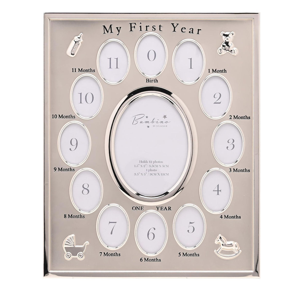 Bambino Silver Plated My First Year Collage Photo Frame