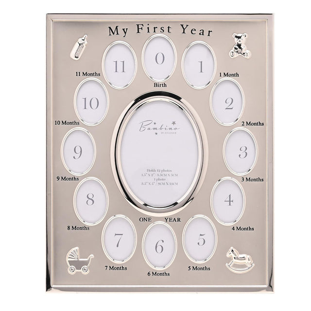Bambino Silver Plated My First Year Collage Photo Frame