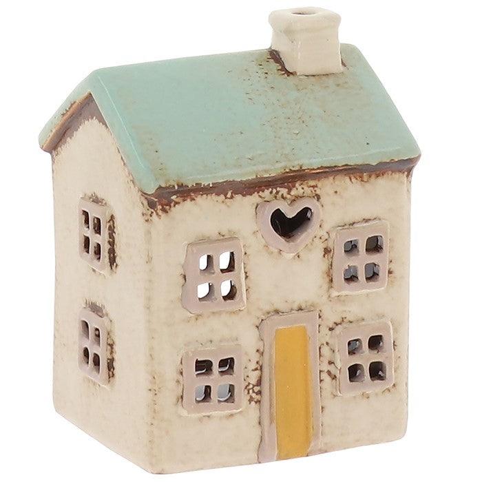 Village Pottery Mini Heart House Tea Light Holder - Cream