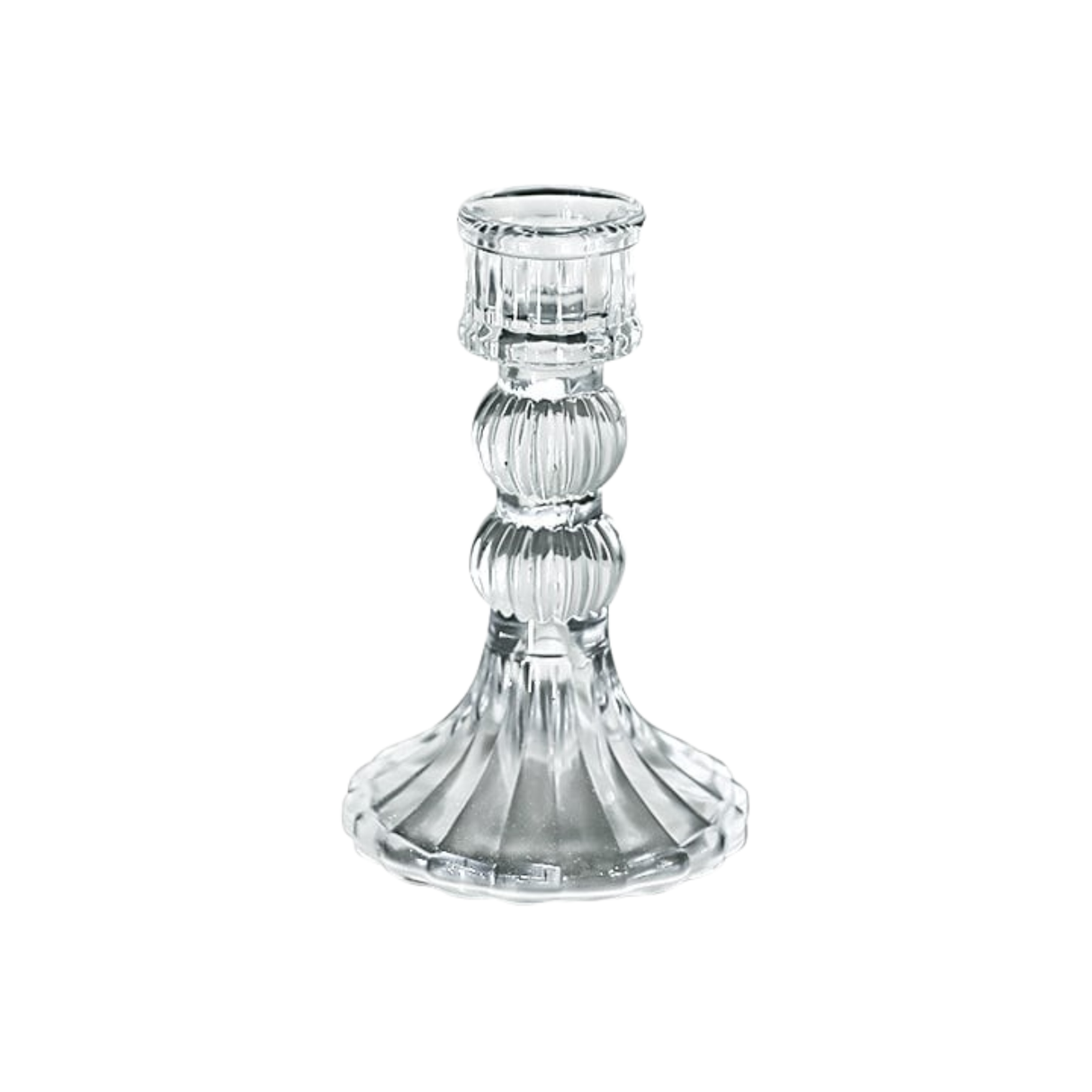 Glass Dinner Candle Holder Ribbed Design - Various Sizes	