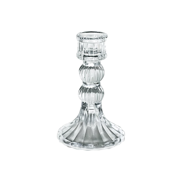 Glass Dinner Candle Holder Ribbed Design - Various Sizes	