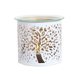 Aroma Metal Silhouette Wax Melt Burner/Candle Holder - White & Gold Tree of Life