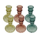 Pale Glass Small Candlestick Candle Holder Set of 2 - Various Colours