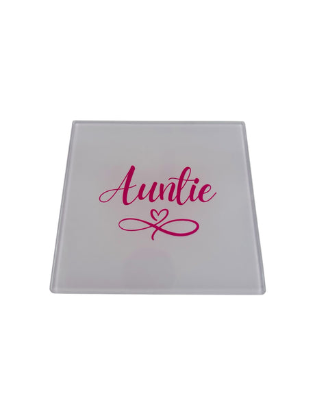 Woodside Home Living - Auntie Heart Round Glass Coaster