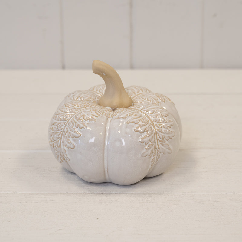 Natural Glazed Pumpkin Ornament - Large