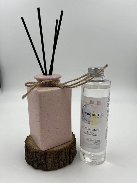 Woodside Pink Pastel Ceramic Reed Diffuser Vase with Woodside Luxury Refill