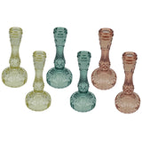 Pale Glass Medium Candlestick Candle Holder Set of 2 - Various Colours