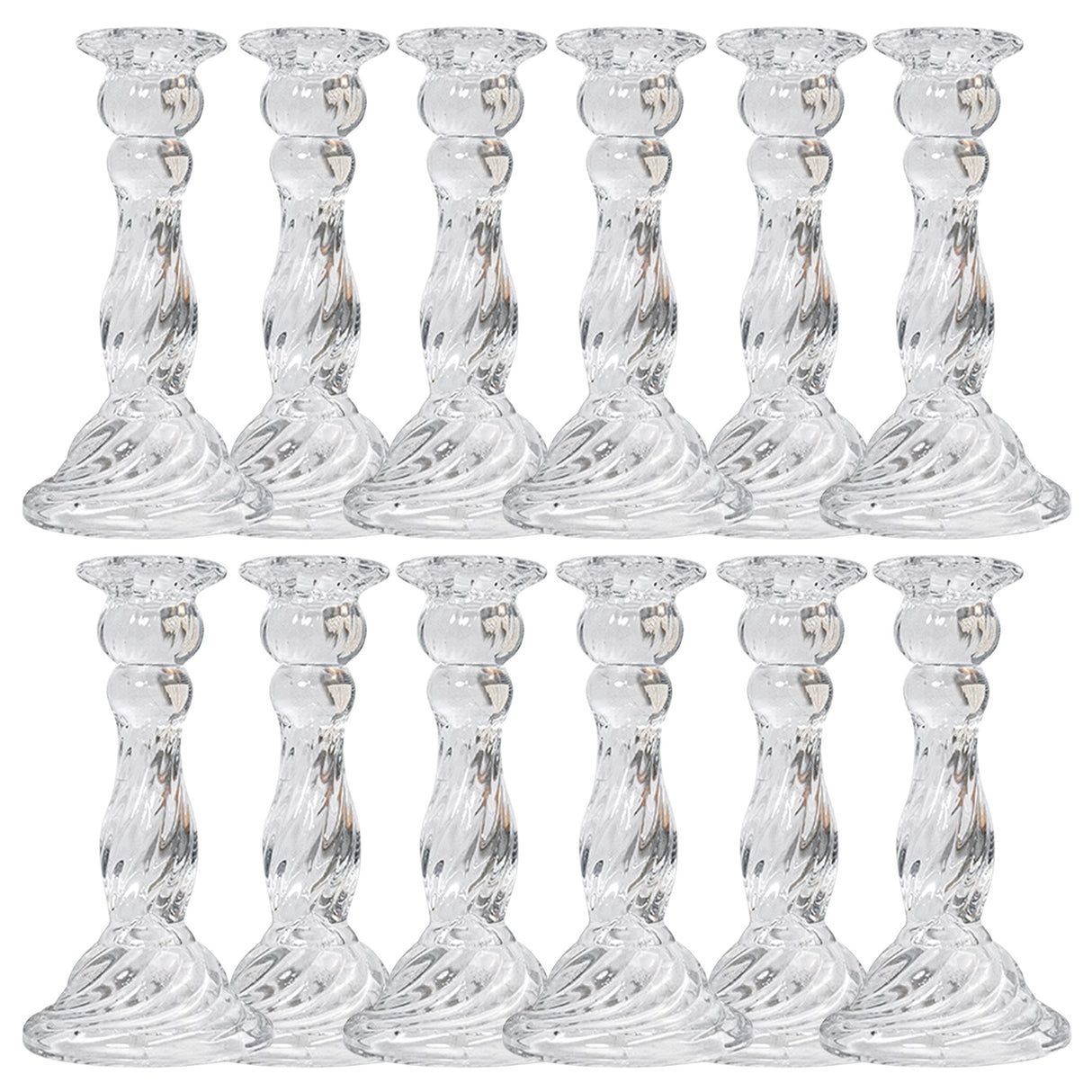 Woodside Home Living Clear Swirl Glass Candle Holders - Various Sets