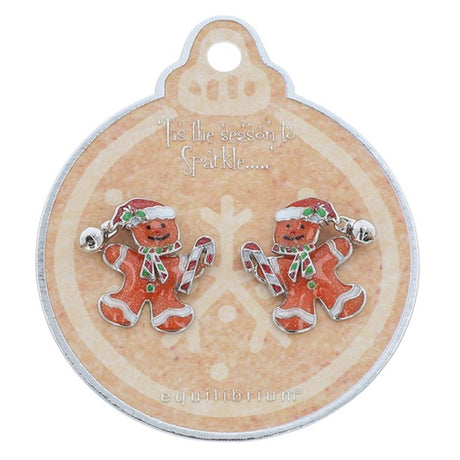 Equilibrium Silver Plated Christmas Moving Gingerbread Man Earrings