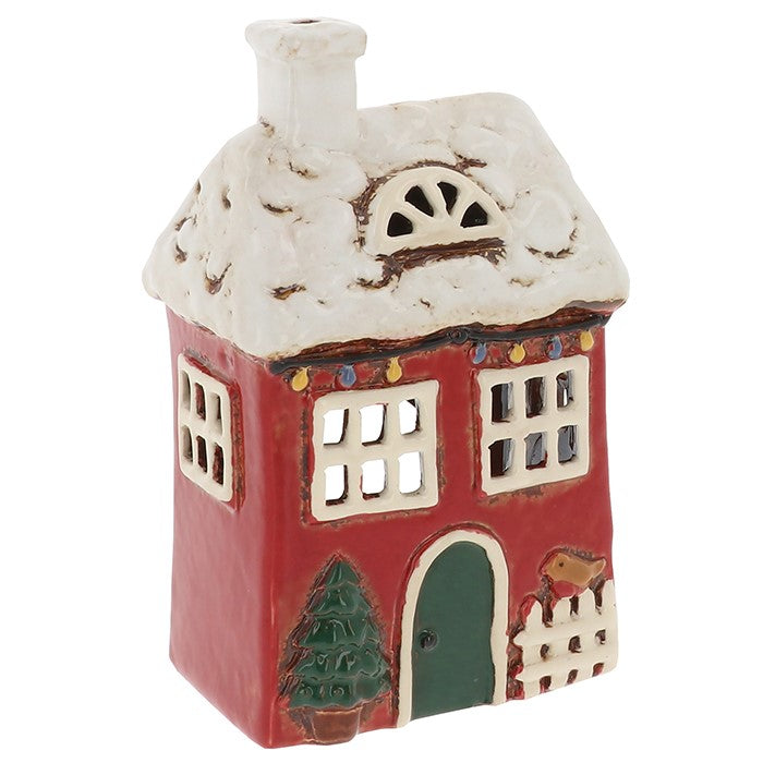 Village Pottery Christmas Collection Tea Light Holders - Robin House