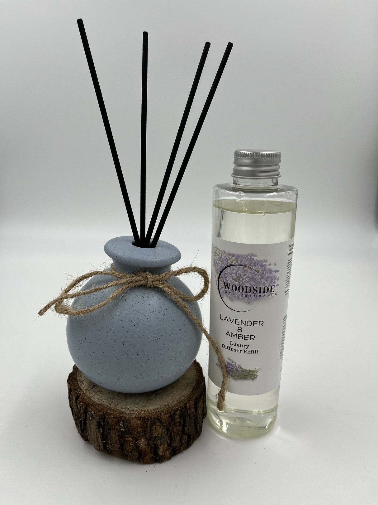 Woodside Round Blue Pastel Ceramic Reed Diffuser Vase with Woodside Luxury Refill