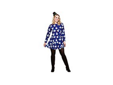 Festive Snowman Christmas Xmas Dress Size 10-20