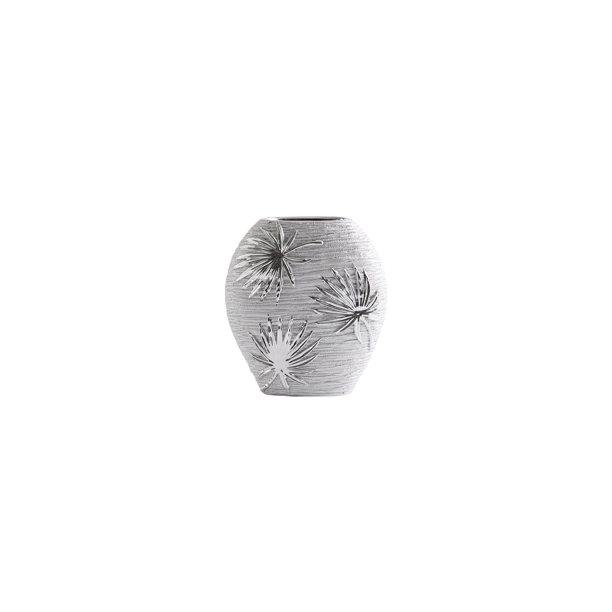 Modern Silver Vase with Silver Leaf Pattern H20cm