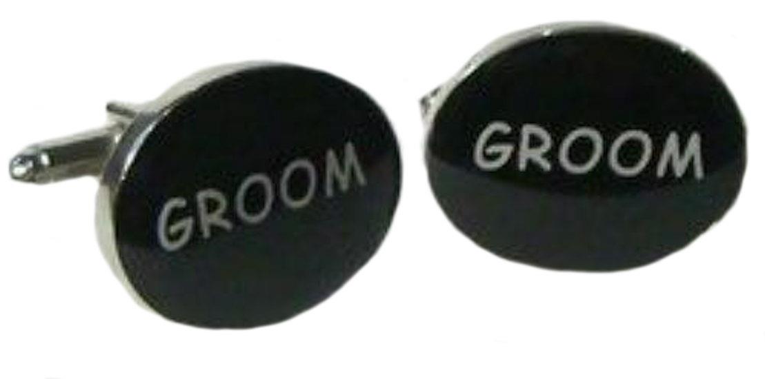 Black & Silver Male Wedding Cufflinks - Groom