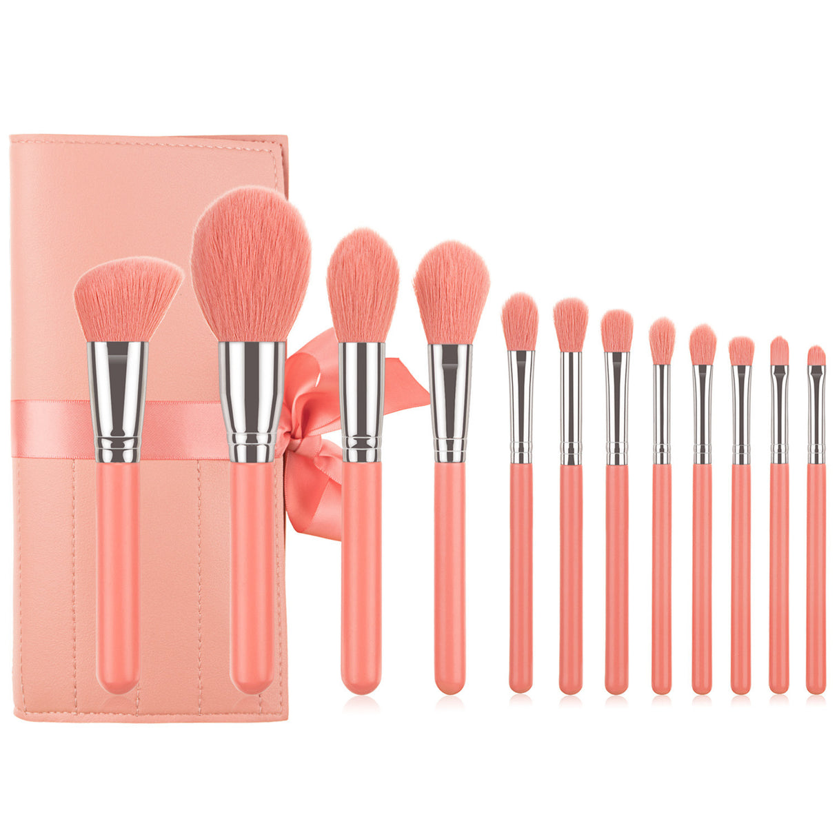 Make up Brushes in Roll Holder Ideal for Travel - In Blue or Pink