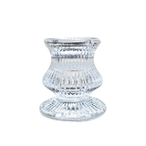 Clear Glass Candlestick Holders (6cm) - Ribbed Design