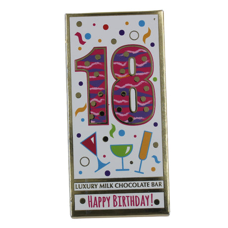 Luxury Milk Chocolate Greetings Bar - 18th Birthday