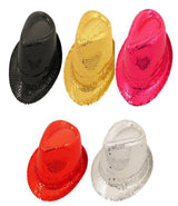 Sequin Gangster Trilby Hat Fancy Dress Hat - Various Colours